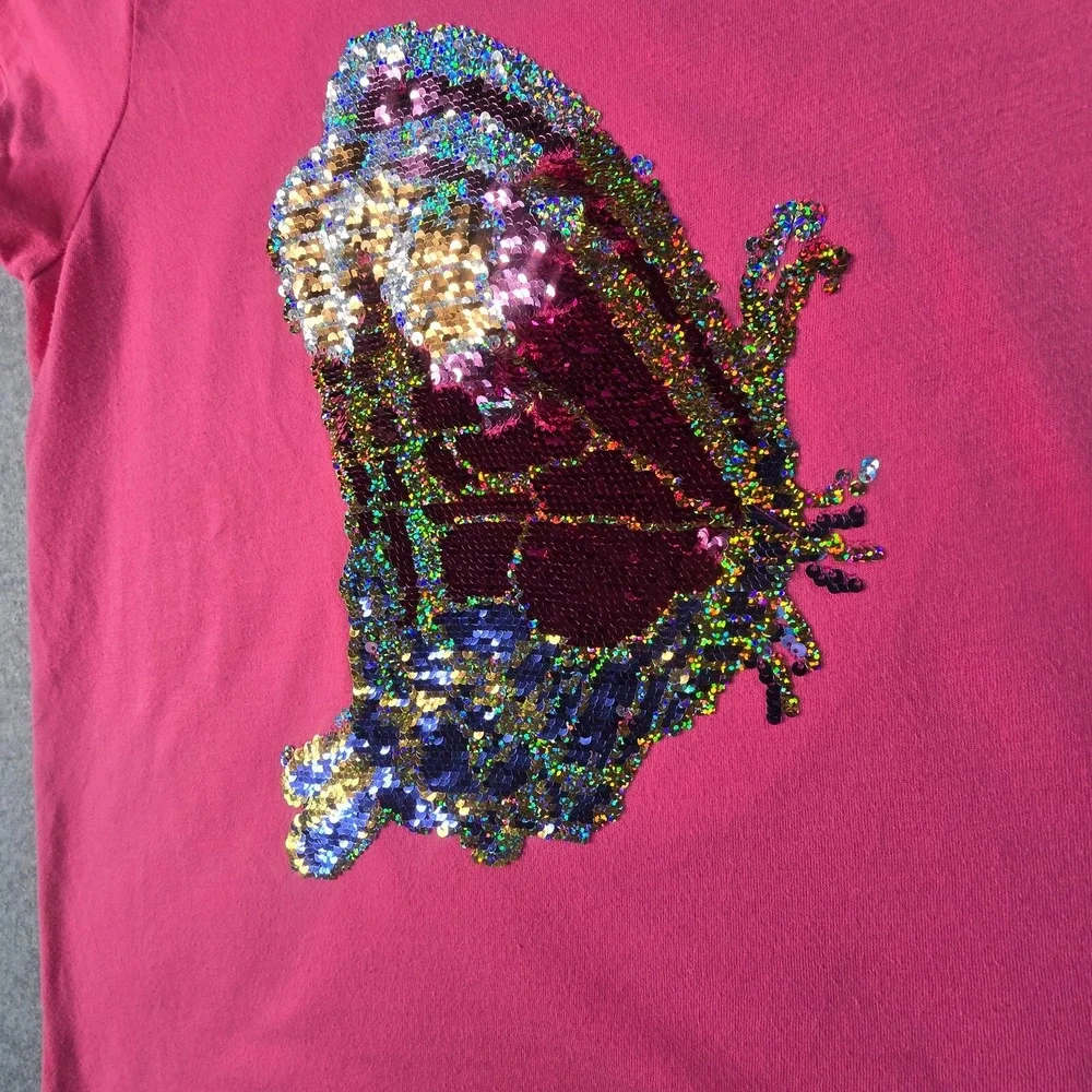 The Children's Place Butterfly Graphic T-Shirt Lot Girls 16 XXL Pink Sequin Y2K